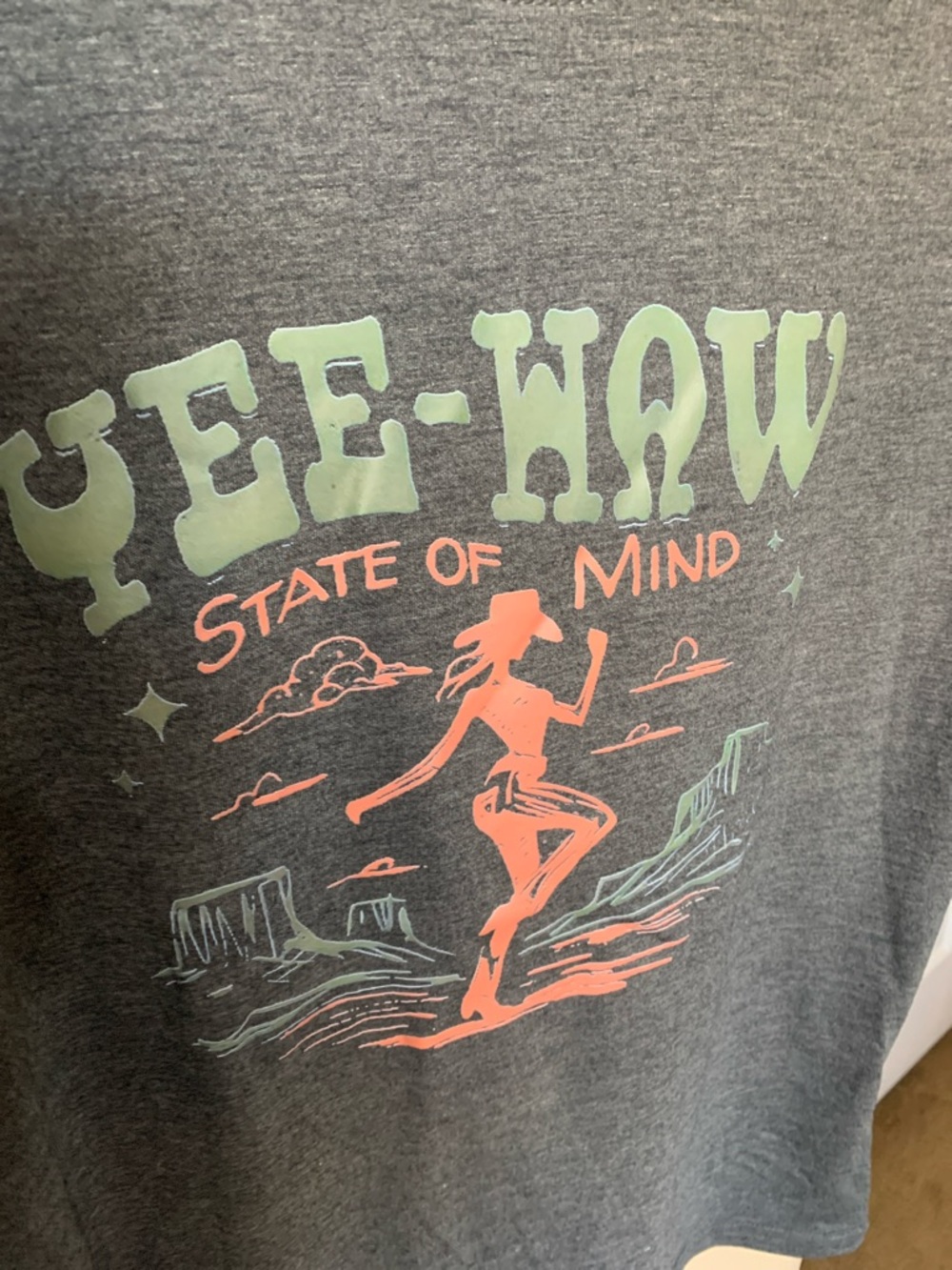 WESTERN Yee-Haw State of Mind Charcoal Graphic Tee Shirt - Picture 5 of 5